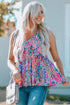 Boho Pattern Print Flounce V Neck Tank Top